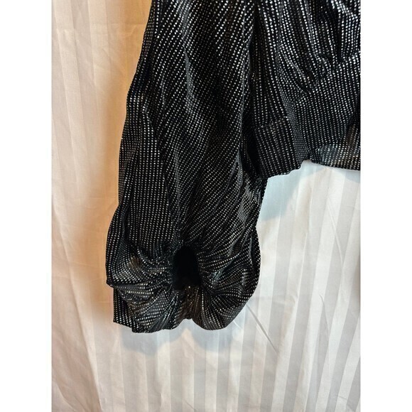 Embellished  Velvet Rhinestone Balloon Sleeve Blouse size S RefM25 - Picture 7 of 9